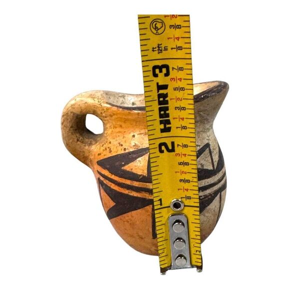 Vintage Pueblo Pottery Lot of 2 Southwestern Style Mini Pitcher Set Primitive - Picture 6 of 6